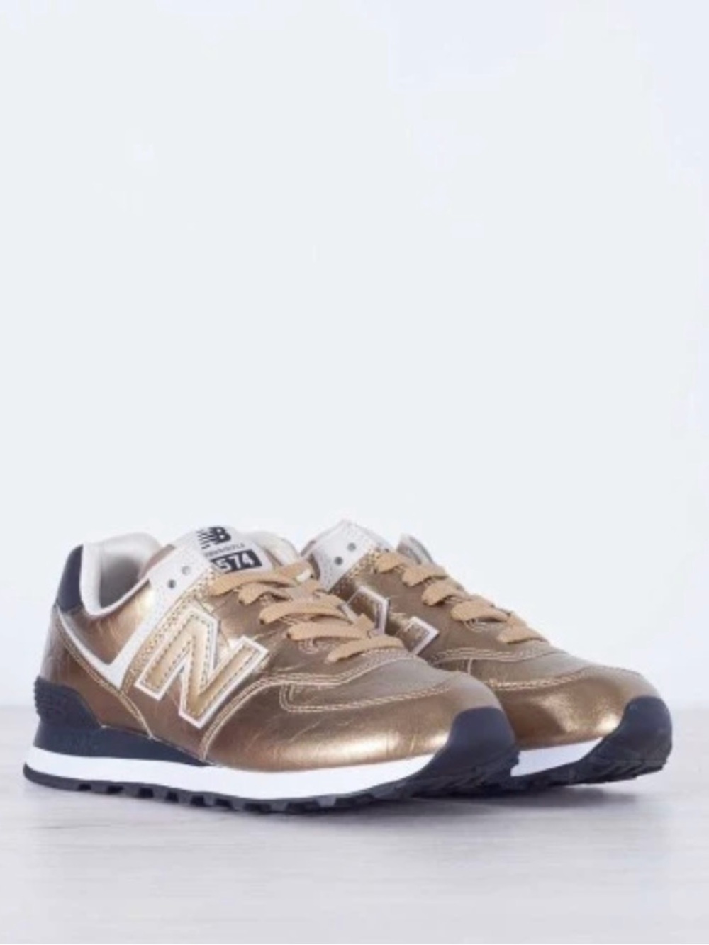 New Balance Metallic Gold 574 Sneakers